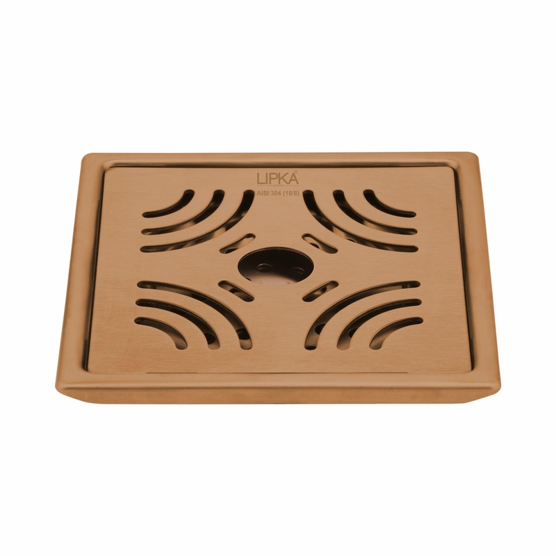 Purple Exclusive Square Floor Drain in Antique Copper PVD Coating (6 x 6 Inches) with Hole – LIPKA