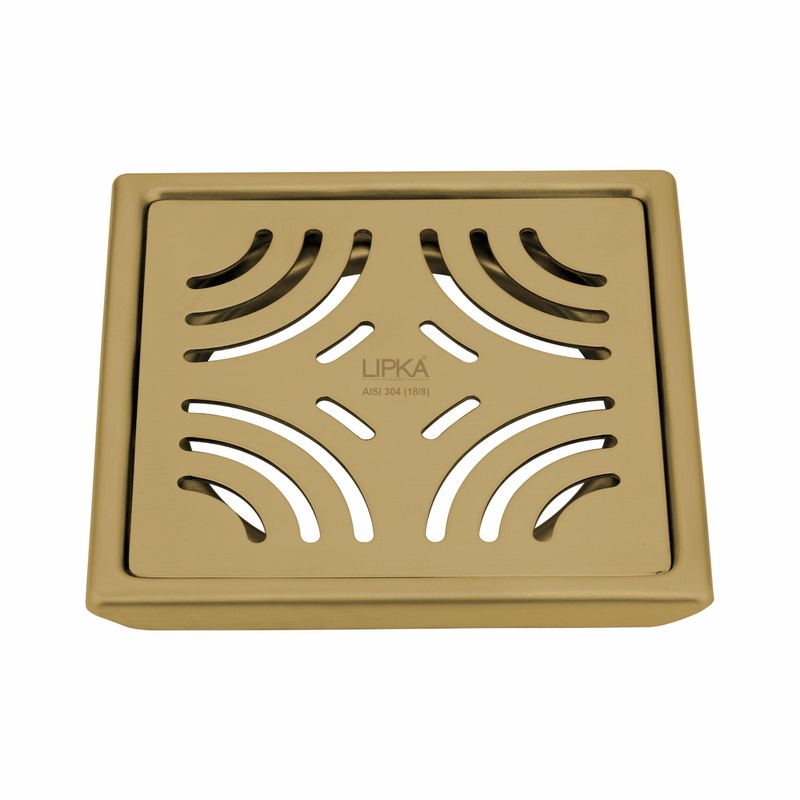 Purple Exclusive Square Floor Drain in Yellow Gold PVD Coating (6 x 6 Inches) – LIPKA