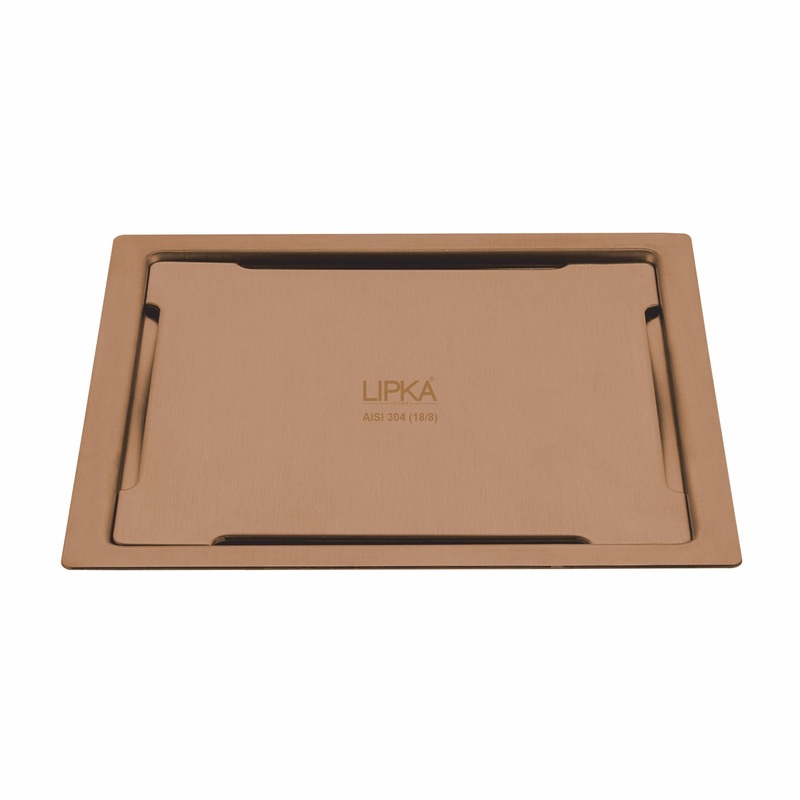 Yellow Exclusive Square Flat Cut Floor Drain in Antique Copper PVD Coating (6 x 6 Inches) – LIPKA