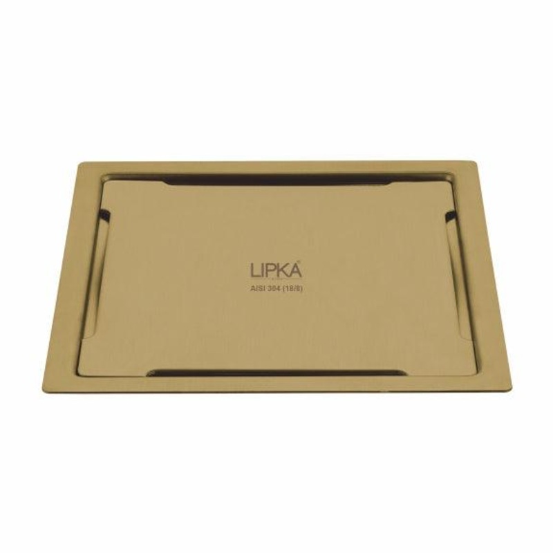 Yellow Exclusive Square Flat Cut Floor Drain in Yellow Gold PVD Coating (6 x 6 Inches) – LIPKA