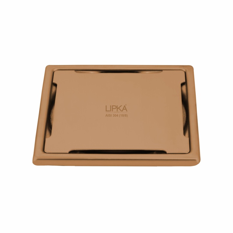 Yellow Exclusive Square Floor Drain in Antique Copper PVD Coating (6 x 6 Inches) – LIPKA
