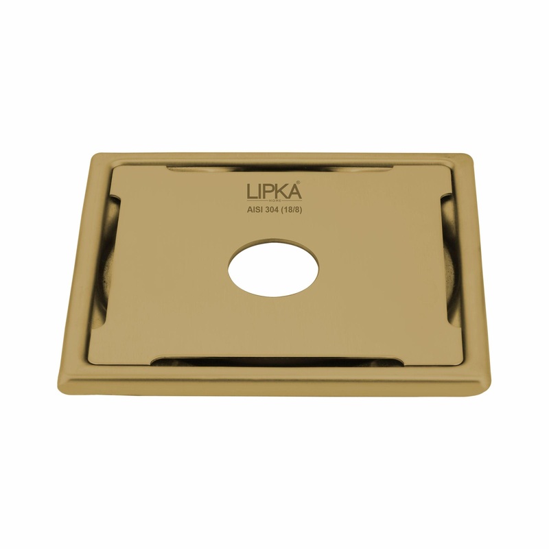 Yellow Exclusive Square Floor Drain in Yellow Gold PVD Coating (6 x 6 Inches) with Hole – LIPKA