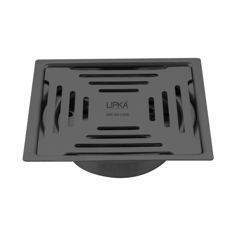 Green Exclusive Square Flat Cut Floor Drain in Black PVD Coating (6 x 6 Inches) with Cockroach Trap – LIPKA
