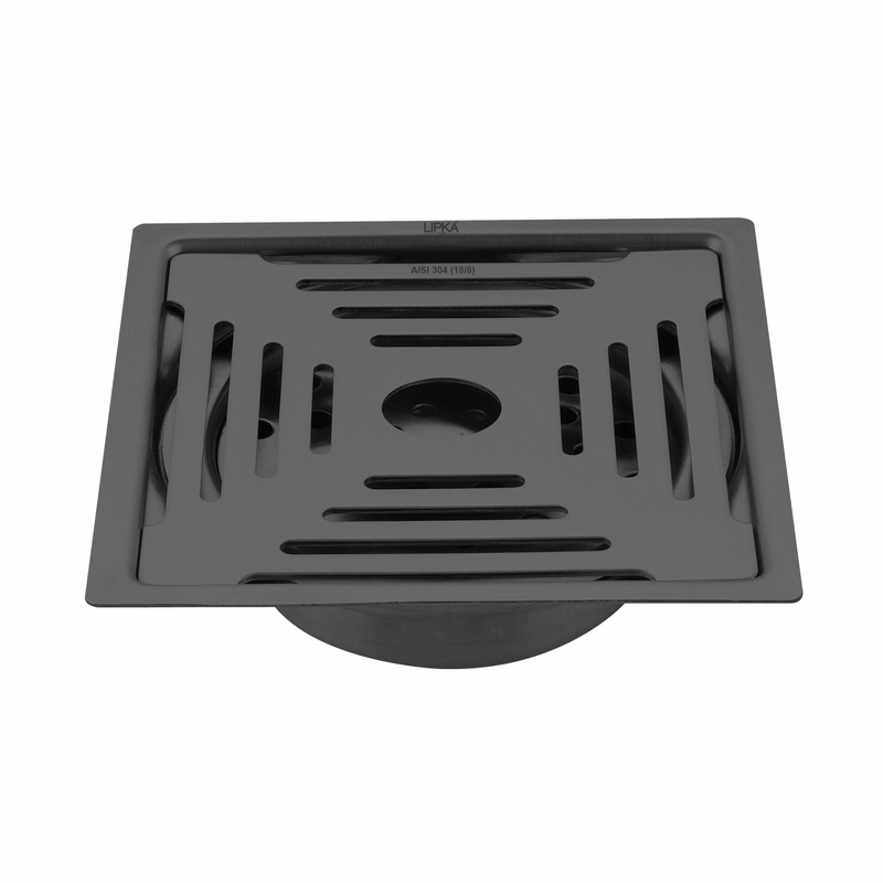 Green Exclusive Square Flat Cut Floor Drain in Black PVD Coating (6 x 6 Inches) with Hole & Cockroach Trap – LIPKA