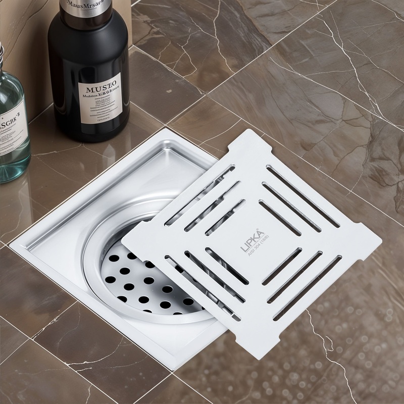 Green Exclusive Square Floor Drain (5 x 5 Inches) with Cockroach Trap – LIPKA