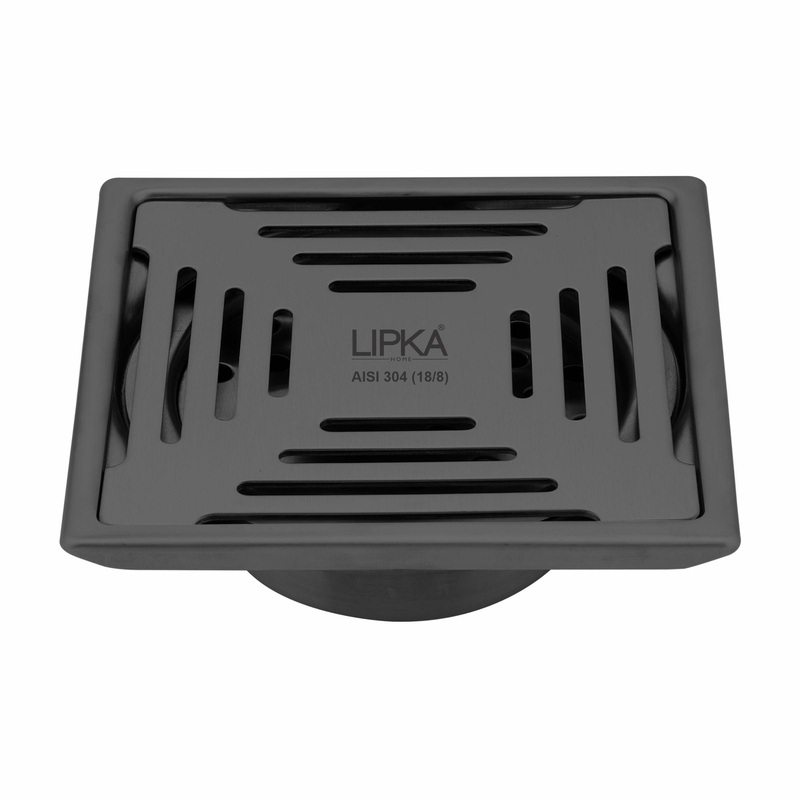 Green Exclusive Square Floor Drain in Black PVD Coating (5 x 5 Inches) with Cockroach Trap – LIPKA