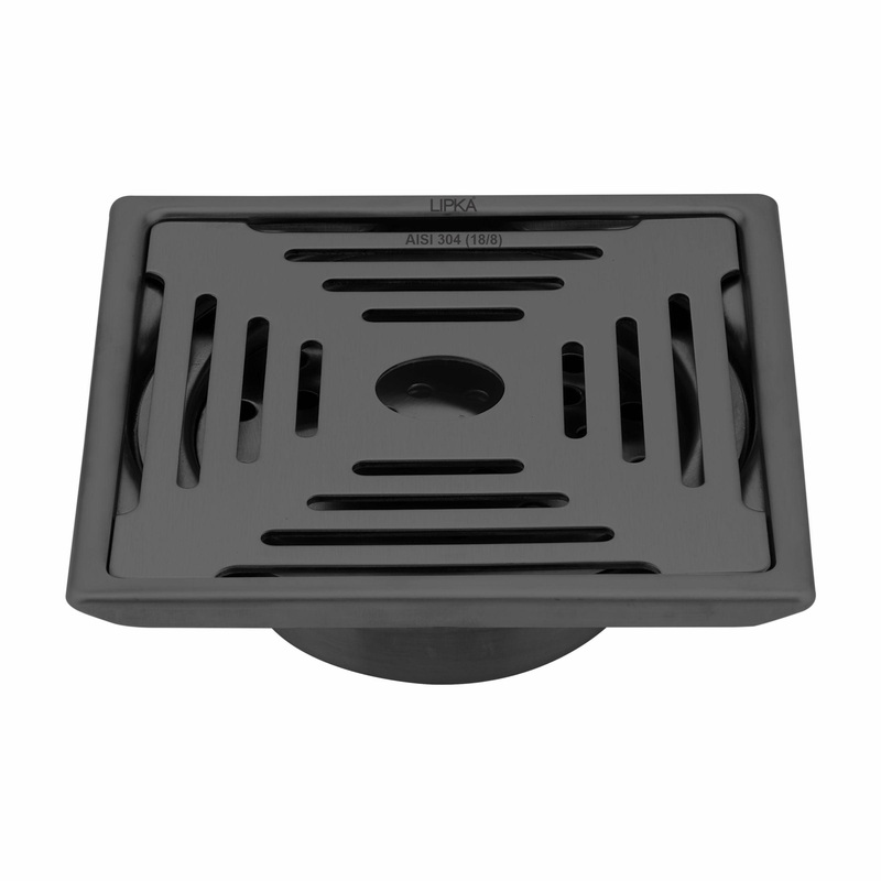 Green Exclusive Square Floor Drain in Black PVD Coating (6 x 6 Inches) with Hole & Cockroach Trap – LIPKA
