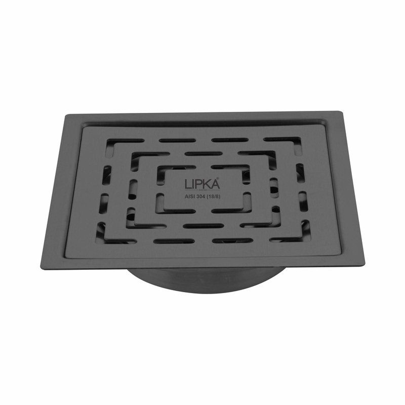 Orange Exclusive Square Flat Cut Floor Drain in Black PVD Coating (6 x 6 Inches) with Cockroach Trap – LIPKA