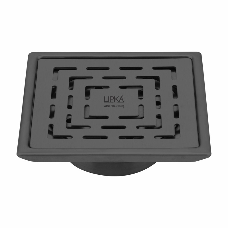 Orange Exclusive Square Floor Drain in Black PVD Coating (6 x 6 Inches) with Cockroach Trap – LIPKA