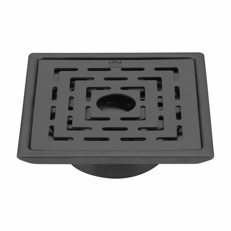 Orange Exclusive Square Floor Drain in Black PVD Coating (6 x 6 Inches) with Hole & Cockroach Trap – LIPKA