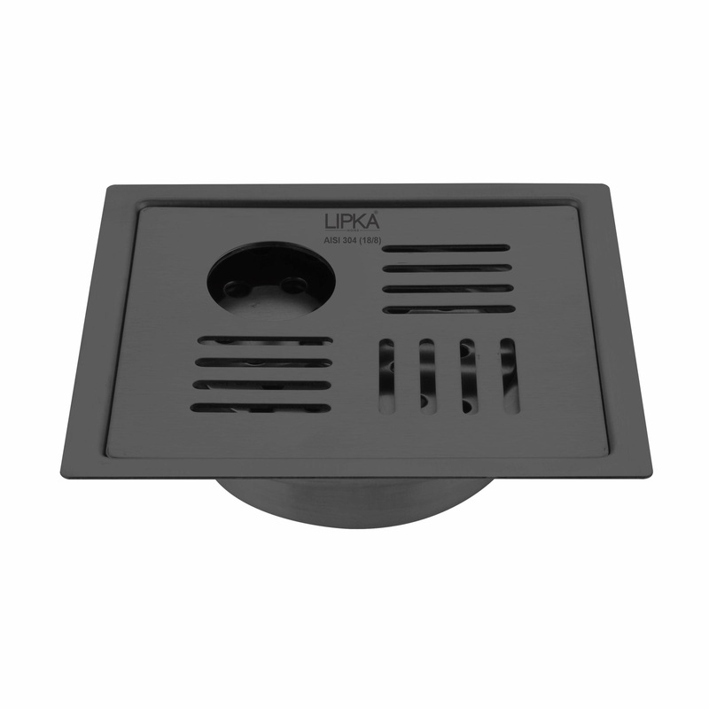 Pink Exclusive Square Flat Cut Floor Drain in Black PVD Coating (6 x 6 Inches) with Hole & Cockroach Trap – LIPKA
