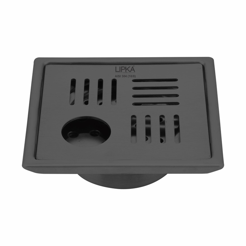 Pink Exclusive Square Floor Drain in Black PVD Coating (5 x 5 Inches) with Hole & Cockroach Trap – LIPKA
