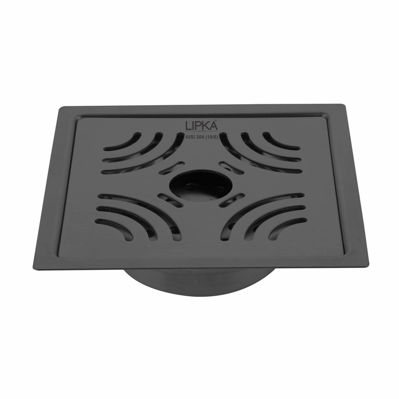 Purple Exclusive Square Flat Cut Floor Drain in Black PVD Coating (6 x 6 Inches) with Hole & Cockroach Trap – LIPKA