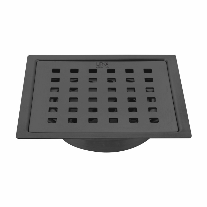 Red Exclusive Square Flat Cut Floor Drain in Black PVD Coating (6 x 6 Inches) with Cockroach Trap – LIPKA