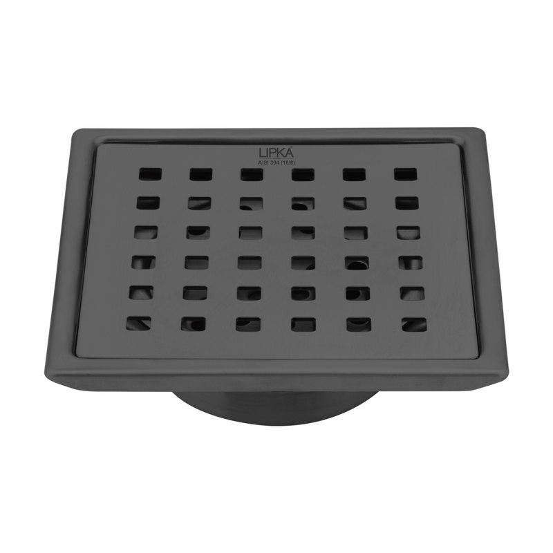 Red Exclusive Square Floor Drain in Black PVD Coating (6 x 6 Inches) with Cockroach Trap – LIPKA