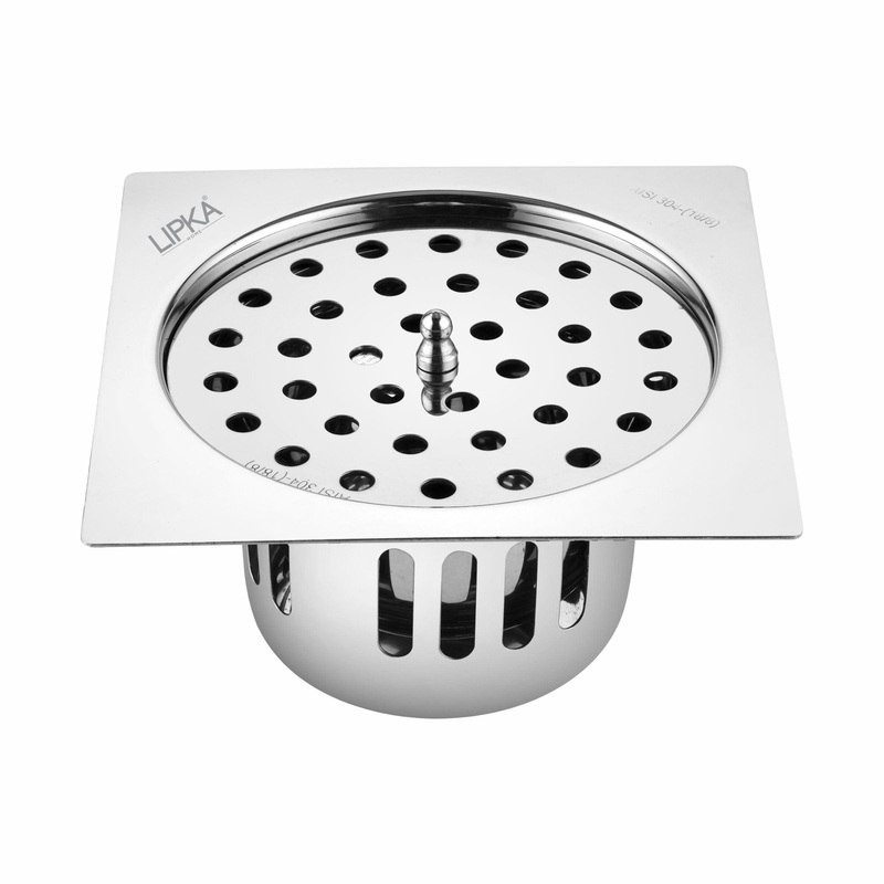 Square Flat Cut Floor Drain (5.5 x 5.5 Inches) with Lid and Cockroach Trap – LIPKA