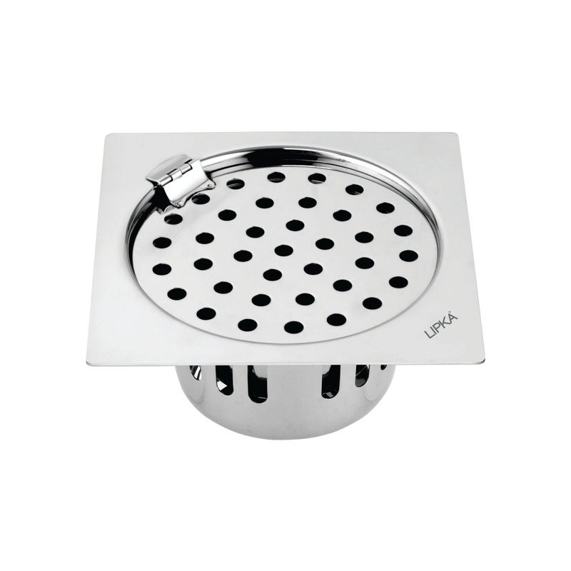 Square Flat Cut Floor Drain (5 x 5 Inches) with Hinge and Cockroach Trap – LIPKA