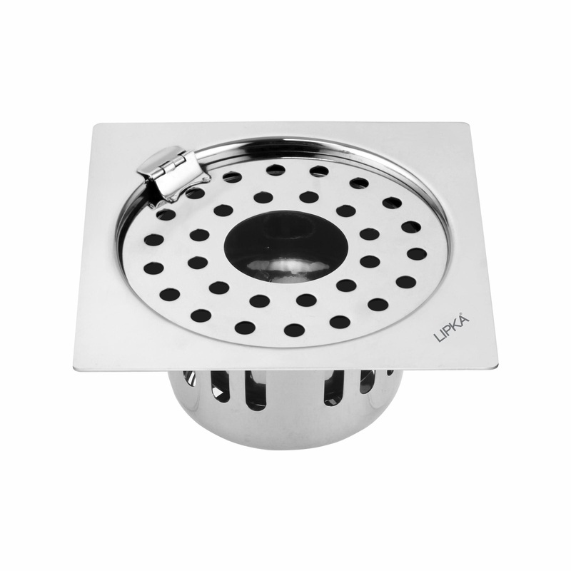 Square Flat Cut Floor Drain (5 x 5 Inches) with Hinge, Hole and Cockroach Trap – LIPKA