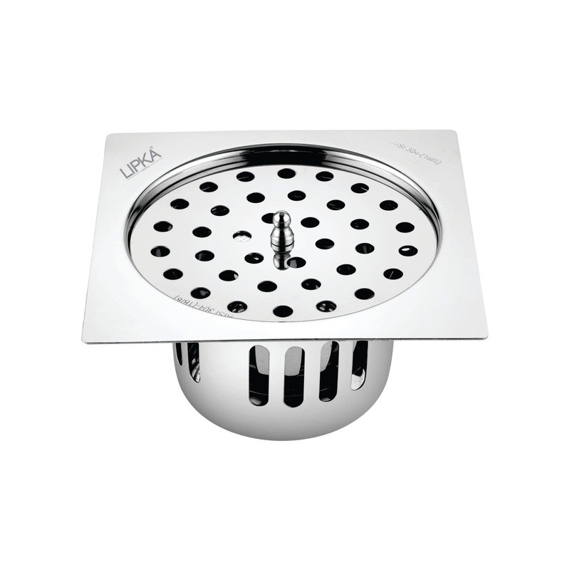 Square Flat Cut Floor Drain (5 x 5 Inches) with Lid and Cockroach Trap – LIPKA
