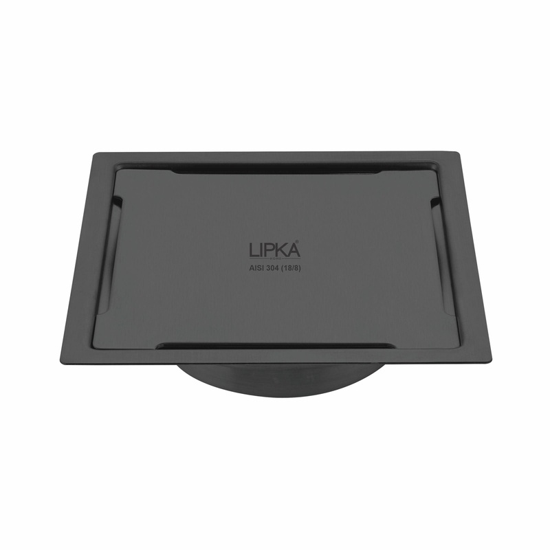 Yellow Exclusive Square Flat Cut Floor Drain in Black PVD Coating (6 x 6 Inches) with Cockroach Trap – LIPKA