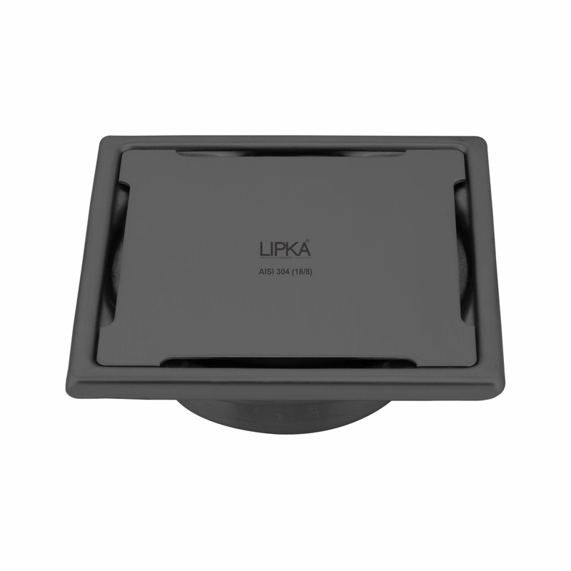 Yellow Exclusive Square Floor Drain in Black PVD Coating (5 x 5 Inches) with Cockroach Trap – LIPKA