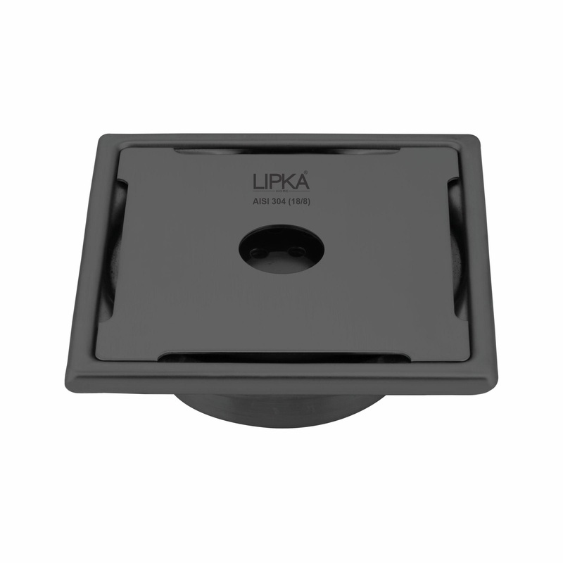 Yellow Exclusive Square Floor Drain in Black PVD Coating (6 x 6 Inches) with Hole & Cockroach Trap – LIPKA