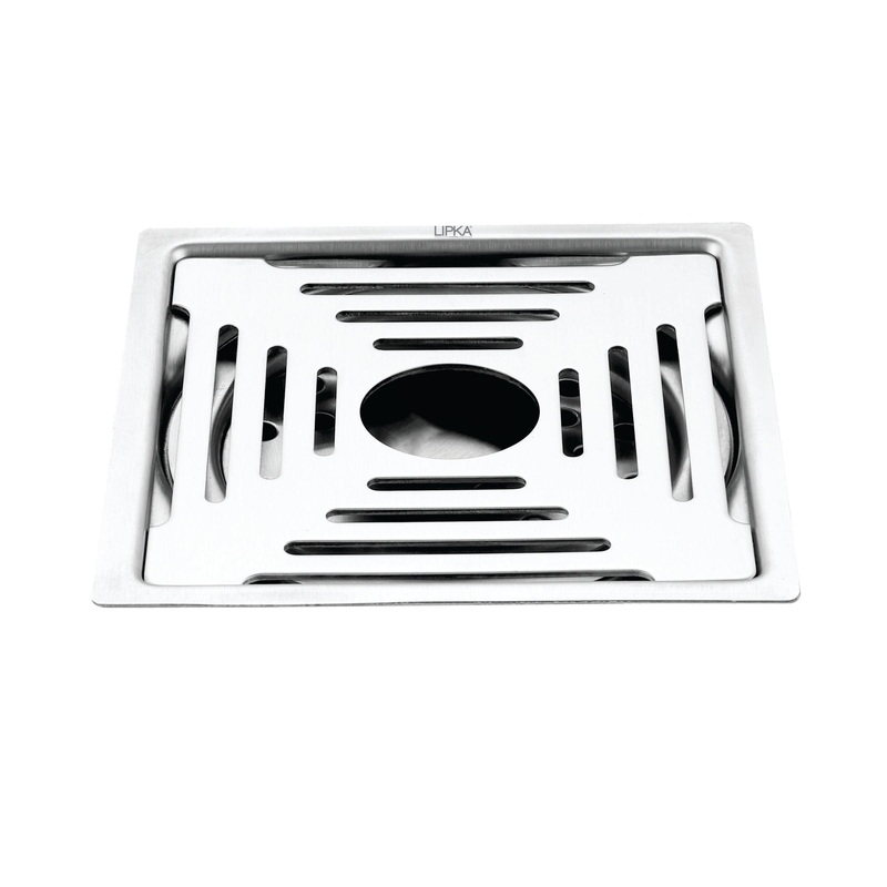 Echo Square Deluxe Flat Cut Floor Drain (5 x 5 Inches) with Hole- LIPKA