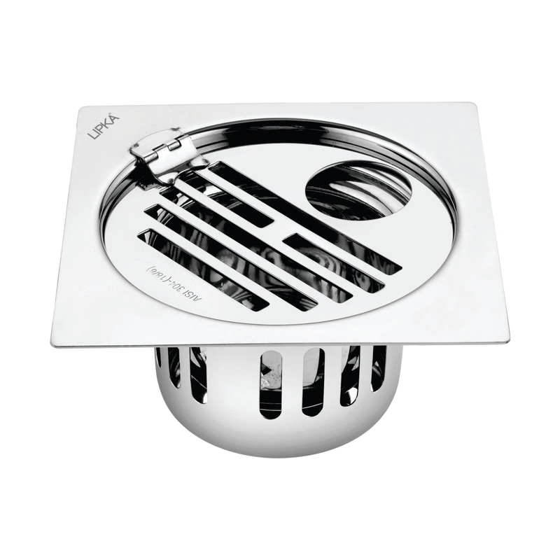 Golden Classic Jali Square Flat Cut Floor Drain (5.5 x 5.5 Inches) with Hinge, Hole and Cockroach Trap – LIPKA