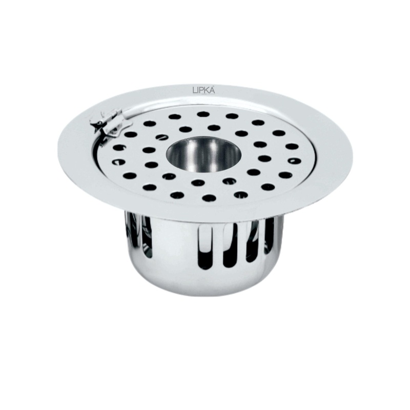Round Flat Cut Floor Drain (5.5 inches) with Hinge, Hole & Cockroach Trap – LIPKA