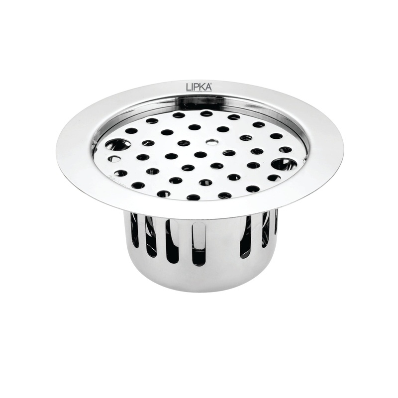 Round Flat Cut Floor Drain (5.5 inches) with Lock & Cockroach Trap – LIPKA