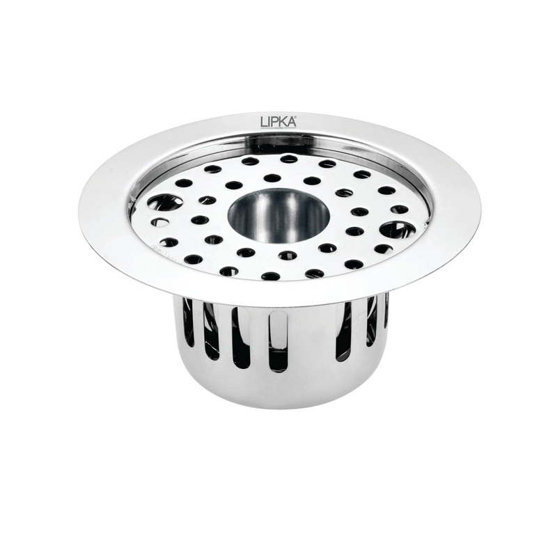 Round Flat Cut Floor Drain (5.5 inches) with Lock, Hole and Cockroach Trap – LIPKA